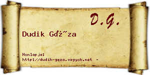 Dudik Géza névjegykártya
