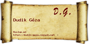 Dudik Géza névjegykártya